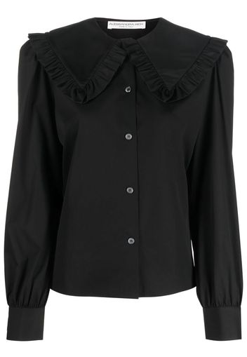 Alessandra Rich ruffle collar cotton shirt - Nero