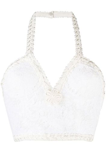 Alessandra Rich lace-panel halterneck top - Bianco