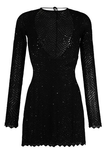 Alessandra Rich open-knit sequinned dress - Nero