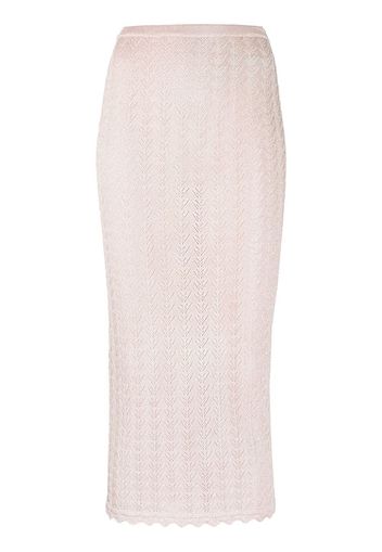 Alessandra Rich pointelle-knit midi pencil skirt - Rosa