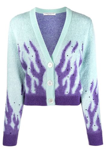 Alessandra Rich flame-print knitted cardigan - Verde