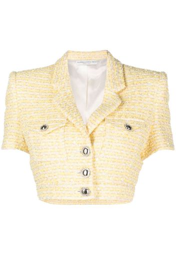 Alessandra Rich tweed short-sleeve cropped jacket - Giallo