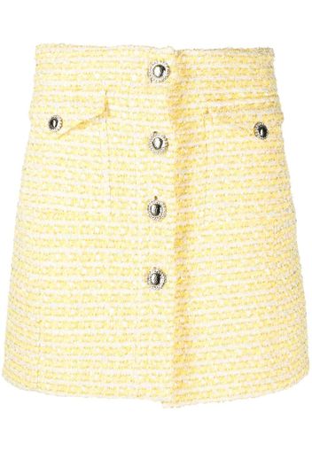 Alessandra Rich tweed button-up skirt - Giallo