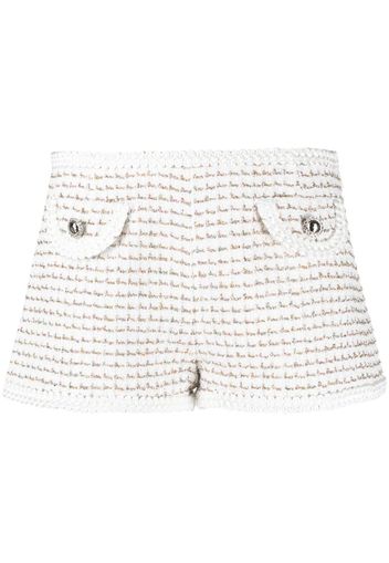 Alessandra Rich tweed high-waisted mini shorts - Bianco