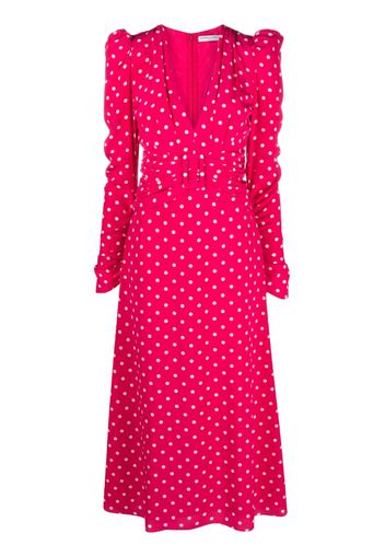 Alessandra Rich polka dot-print long-sleeve midi dress - Rosa