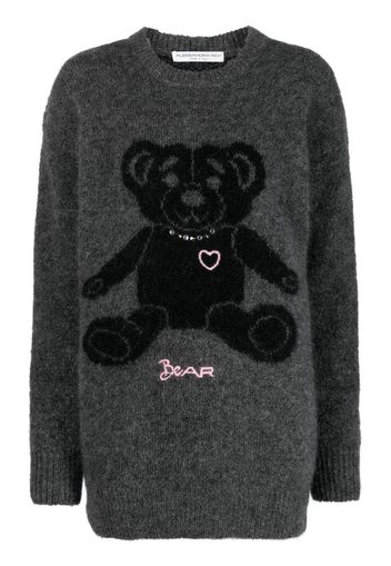 Alessandra Rich intarsia-knit teddy-bear jumper - Grigio