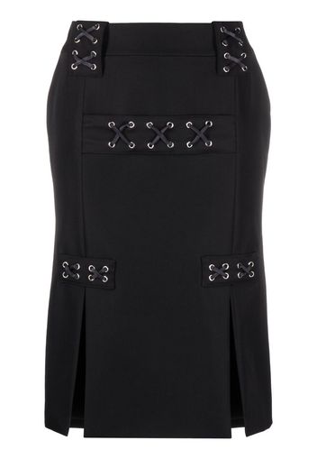 Alessandra Rich lattice-detail pencil midi skirt - Nero