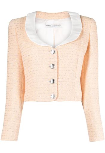 Alessandra Rich sequined tweed cropped jacket - Rosa
