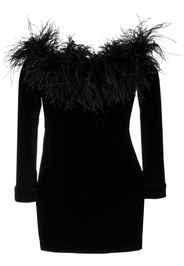 Alessandra Rich feather-trim velvet minidress - Nero