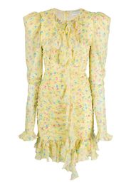 Alessandra Rich floral-print ruffled minidress - Giallo