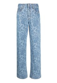 Alessandra Rich floral-print wide-leg jeans - Blu