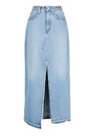 Alessandra Rich spilt-detail maxi denim skirt - Blu