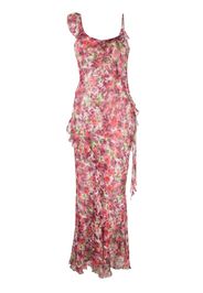 Alessandra Rich floral-print ruffled silk maxi dress - Rosa