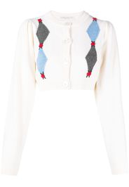 Alessandra Rich floral-embellished argyle cardigan - Toni neutri