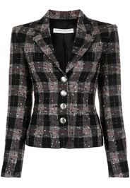 Alessandra Rich stitch-detail checked blazer - Nero