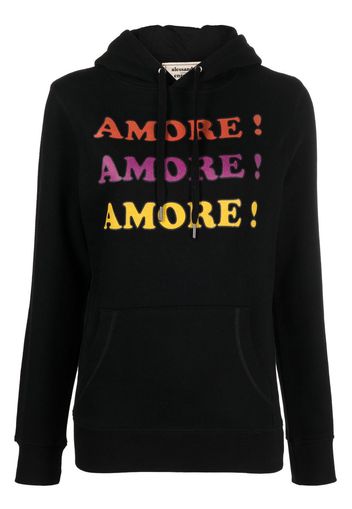 alessandro enriquez slogan-print drawstring hoodie - Nero