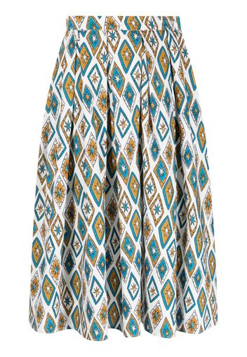 alessandro enriquez graphic-print cotton midi skirt - Marrone