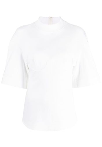 ALESSANDRO VIGILANTE funnel-neck short-sleeve blouse - Bianco