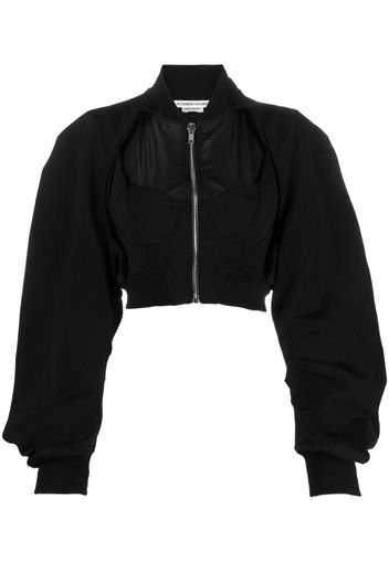 ALESSANDRO VIGILANTE cut-out cropped bomber jacket - Nero