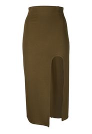 ALESSANDRO VIGILANTE front-slit knitted midi skirt - Verde