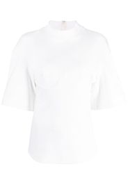 ALESSANDRO VIGILANTE funnel-neck short-sleeve blouse - Bianco