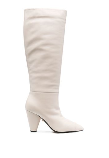 Alevì knee-length 100mm cone-heel boots - Toni neutri