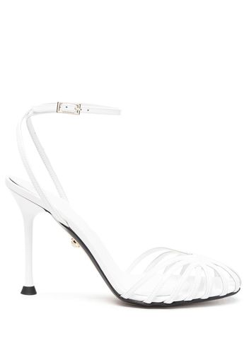 Alevì caged stiletto-heel leather sandals - Bianco