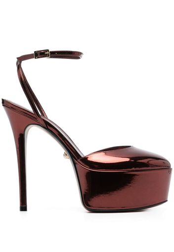 Alevì mirrored 120mm platform pumps - Marrone