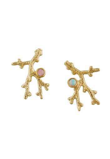 18kt yellow gold Coral Opal Branch stud earrings