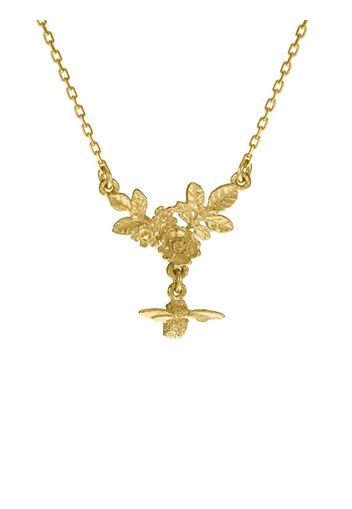 18kt yellow gold bee drop floral cluster necklace