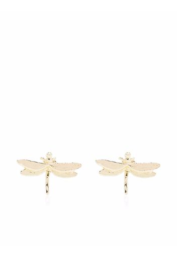 Alex Monroe Orecchini a bottone Teeny Tiny Dragonfly in oro 18kt