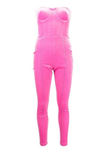 Alex Perry velvet Beckham strapless catsuit - Rosa