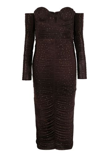 Alex Perry Tylen crystal-embellished ruched midi dress - Marrone