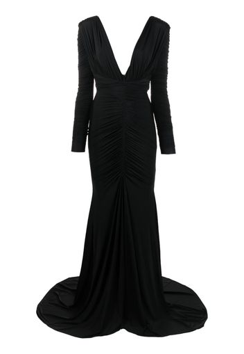 Alex Perry V-neck long-sleeve gown - Nero