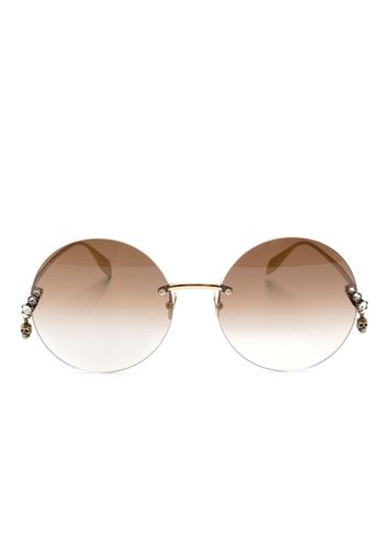 Alexander McQueen Eyewear Crystal-embellished round-frame sunglasses - Oro