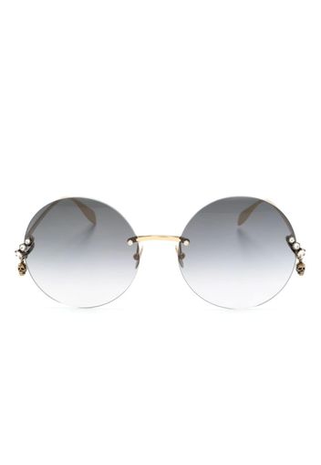 Alexander McQueen Eyewear crystal-embellished round-frame sunglasses - Oro