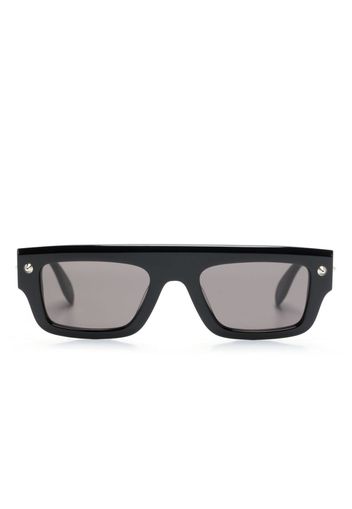 Alexander McQueen Eyewear logo-engraved rectangular-frame sunglasses - Nero