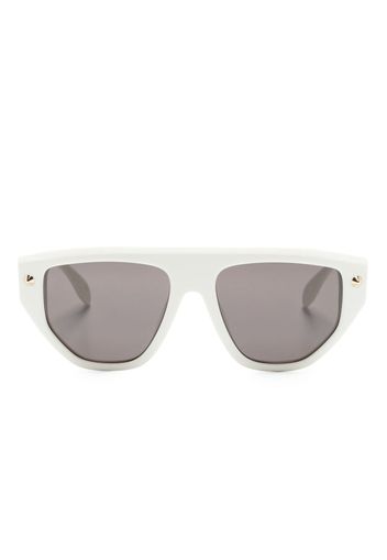 Alexander McQueen Eyewear stud-detail oval-frame sunglasses - Bianco