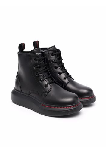 Alexander McQueen Kids lace-up leather ankle boots - Nero