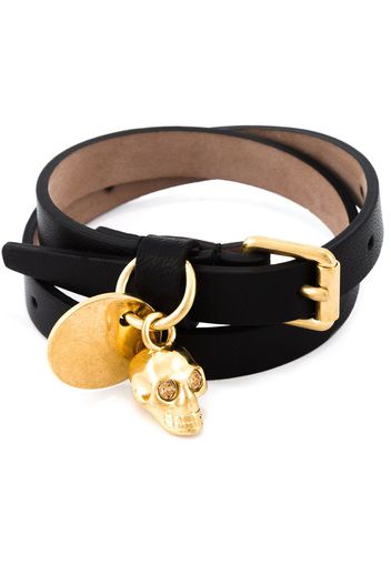 Alexander McQueen Bracciale a doppio giro 'Skull' - Nero