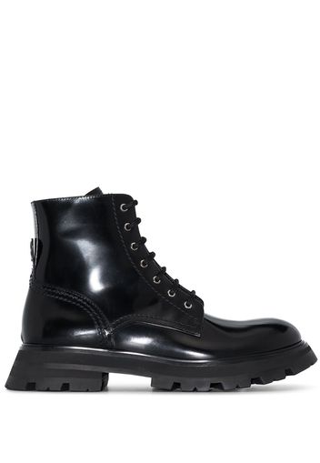 Alexander McQueen black leather combat boots - Nero