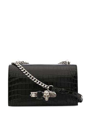 Alexander McQueen Jewelled crocodile effect bag - Nero