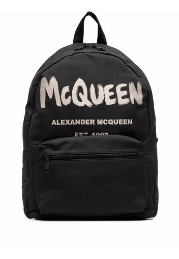 Alexander McQueen Zaino Graffiti Metropolitan con stampa - Nero