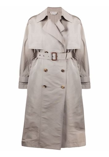 Alexander McQueen belted trench coat - Grigio