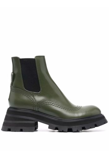 Alexander McQueen ridged-sole leather boots - Verde