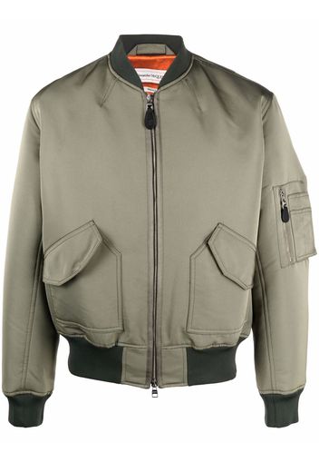 Alexander McQueen logo-print bomber jacket - Verde