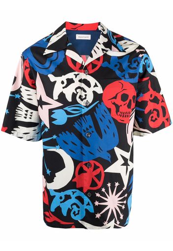 Alexander McQueen graffiti print short-sleeve shirt - Nero