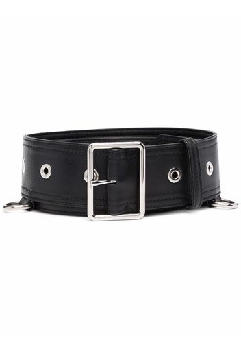 Alexander McQueen eyelet-embellished leather belt - Nero