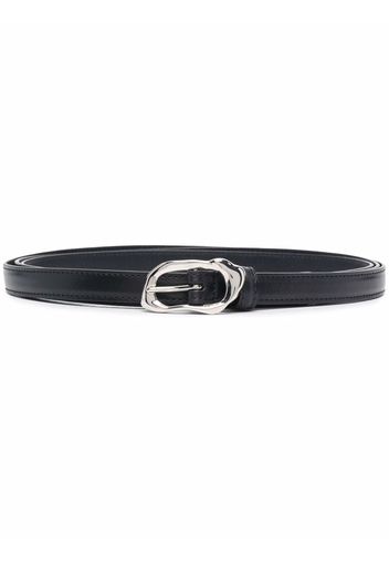 Alexander McQueen Molten thin leather belt - Nero