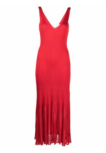 Alexander McQueen V-neck knitted midi dress - Rosso